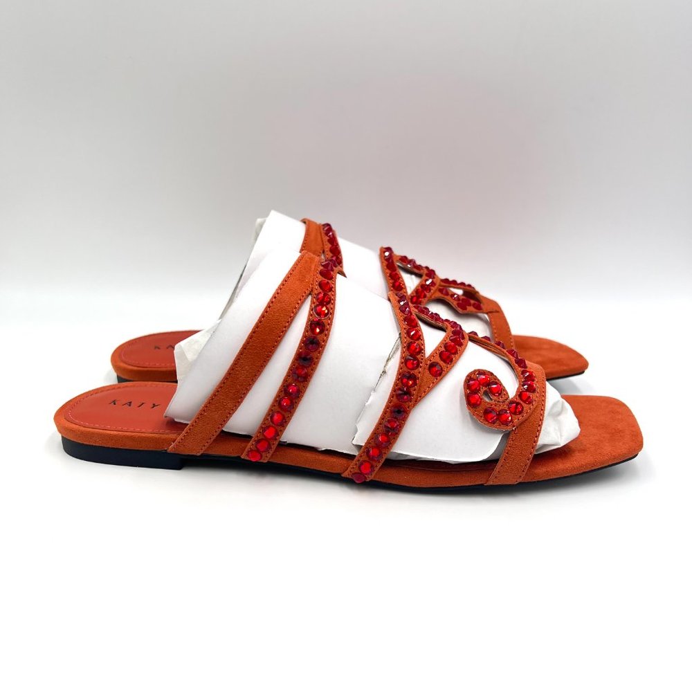 Katy Perry Size 10 The Anat‎ Orange Jeweled Eye Slip On Slides Sandals Shoes - Picture 2 of 13